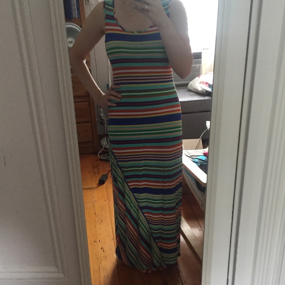Ellen Tracey striped stretchy maxi dress size 8